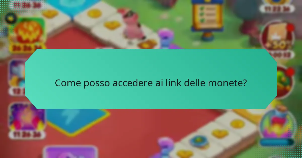 Come posso accedere ai link delle monete?
