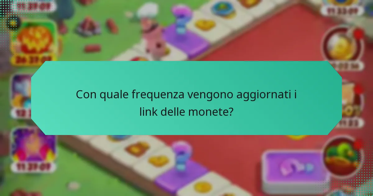 Con quale frequenza vengono aggiornati i link delle monete?